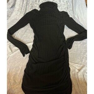 SHEIN turtleneck black ribbed mini dress L